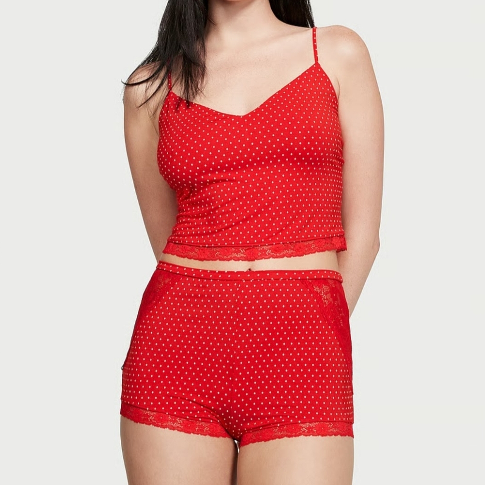 Victoria's Secret Pajama Lace Cropped Cami Set.
